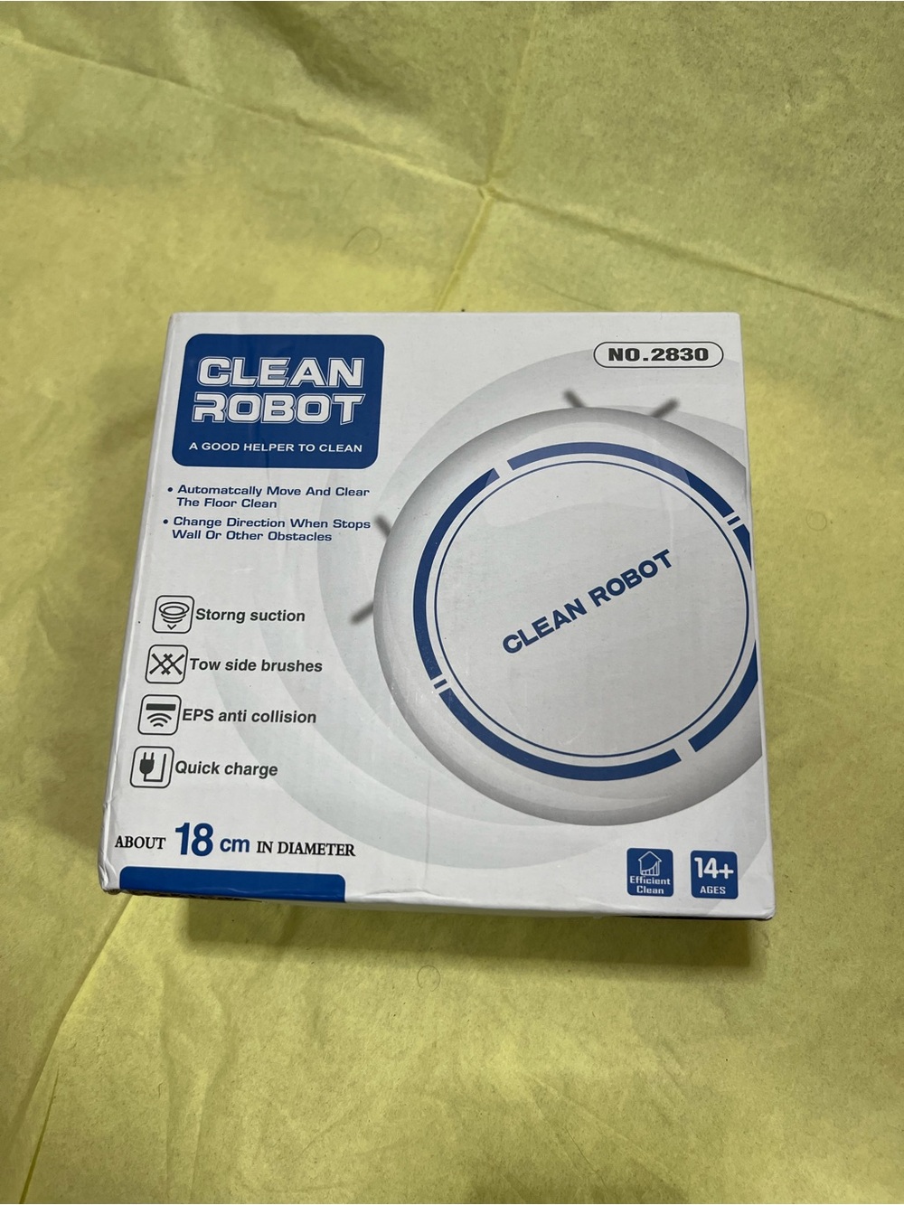 CLEAN ROBOT Compact Robotic Vacuum - White & Blue